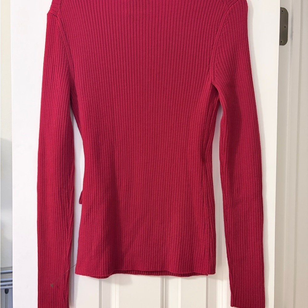 Reformation Caroline Regenerative Merino Wrap Sweater Red - Size M NWT - Picture 7 of 7